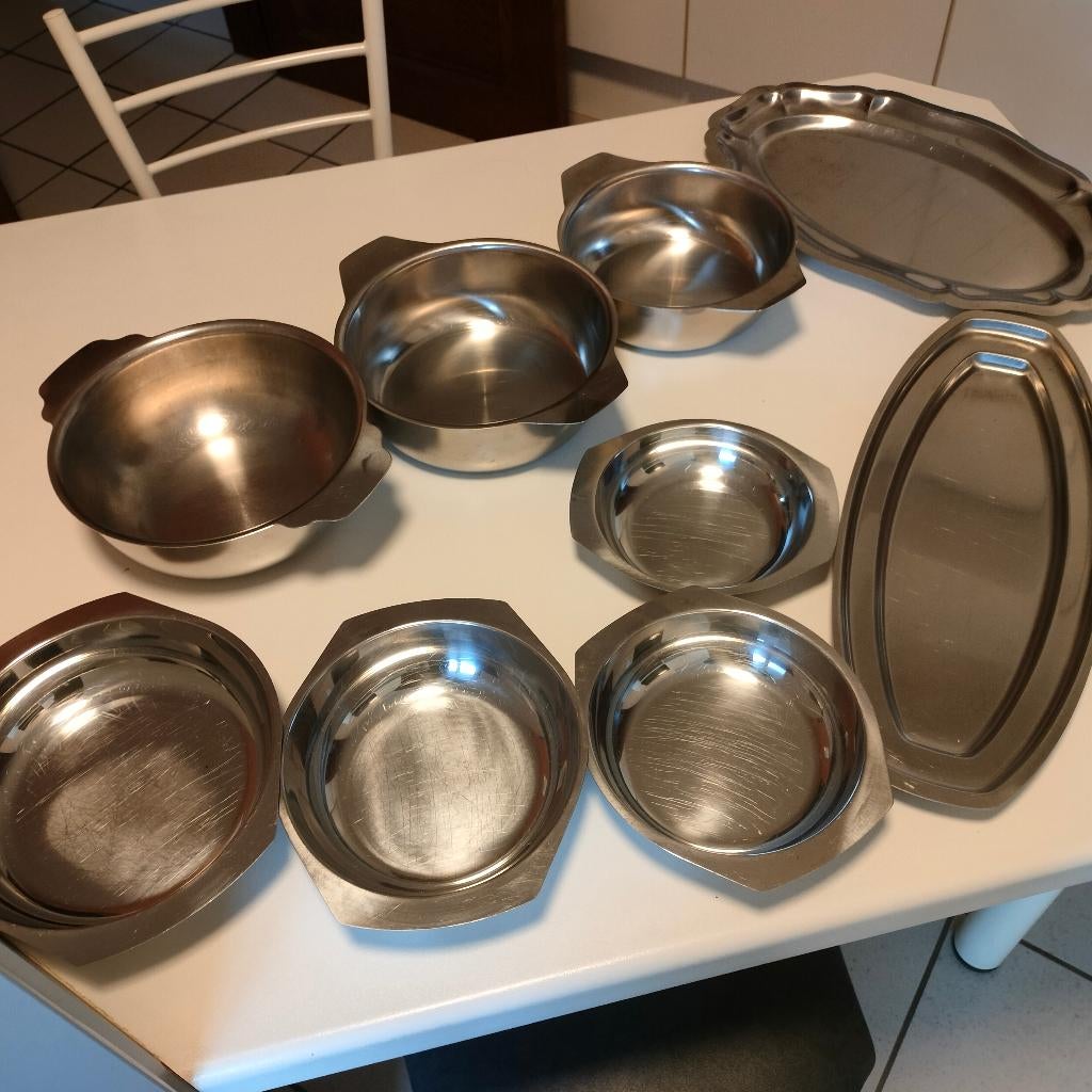 Inox schotels-kommen, Huis en Inrichting, Keuken | Potten en Pannen, Gebruikt, Overige typen, Inox, Ophalen of Verzenden