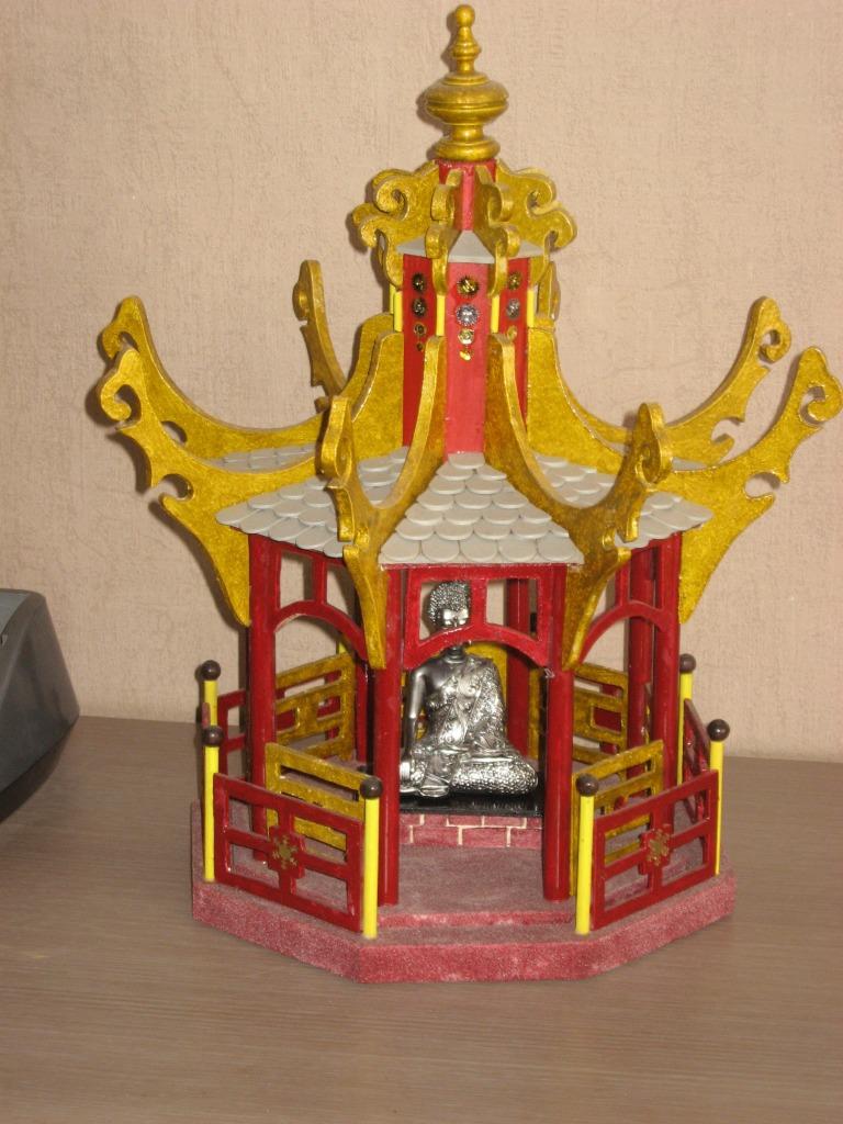 Buddha prieel in hout, Ophalen of Verzenden