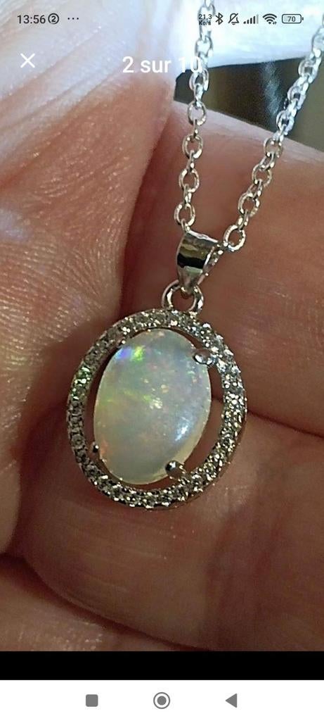 Beau pendentif en argent massif avec opale d'Éthiopie, Enlèvement ou Envoi, Neuf, Argent, Argent