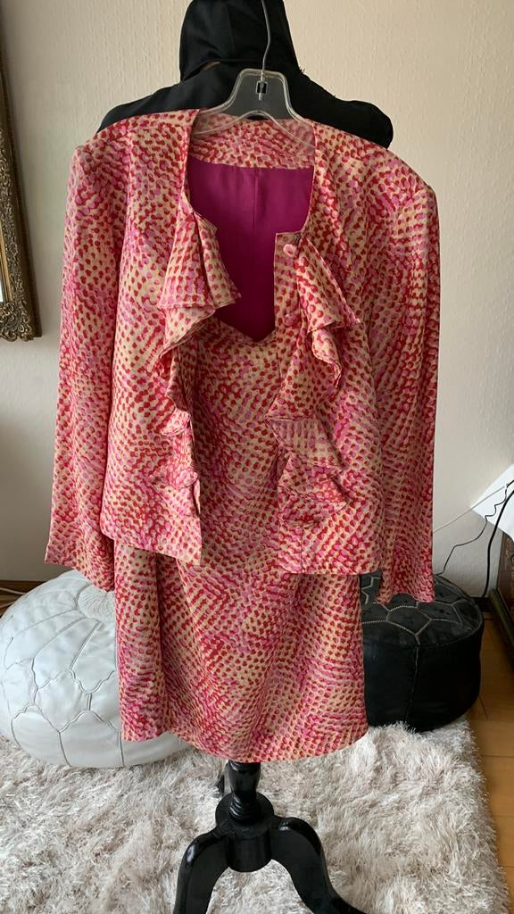 Ensemble jupe chemisier en soie - camao de rose, Porté, Taille 38/40 (M), Robe de cocktail