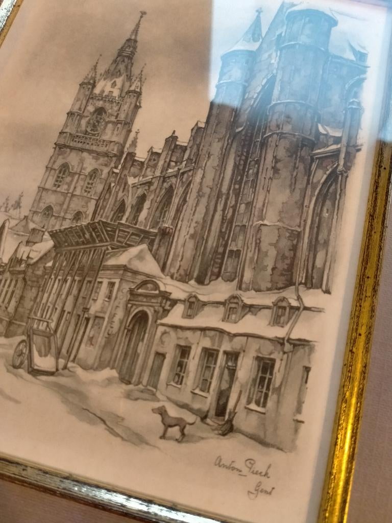 « Anton Pieck — Gand — impression d'art encadrée », Antiquités & Art, Art | Autres Art, Enlèvement ou Envoi
