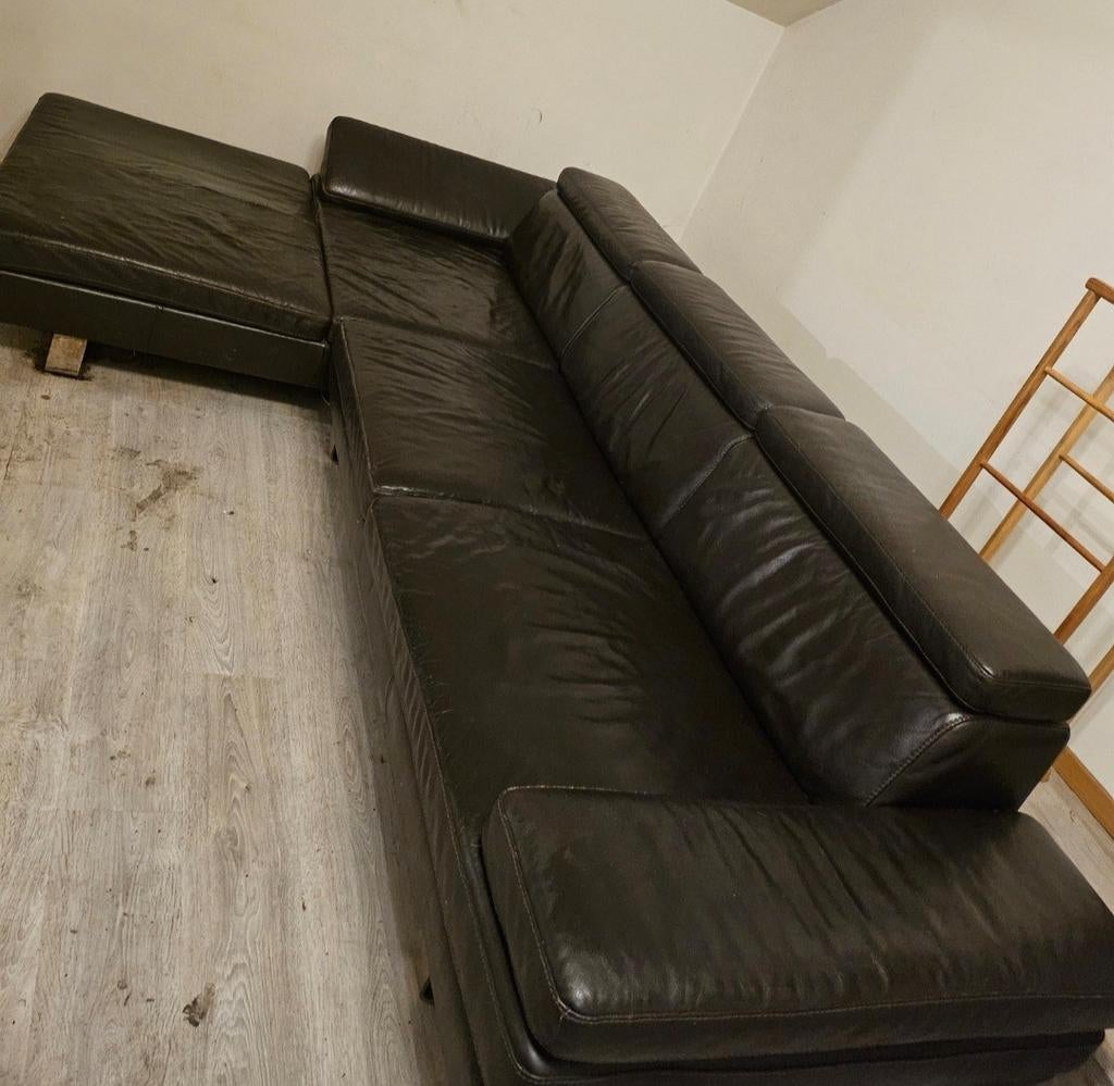 Canapé d'angle cuir noir, Enlèvement, Cuir