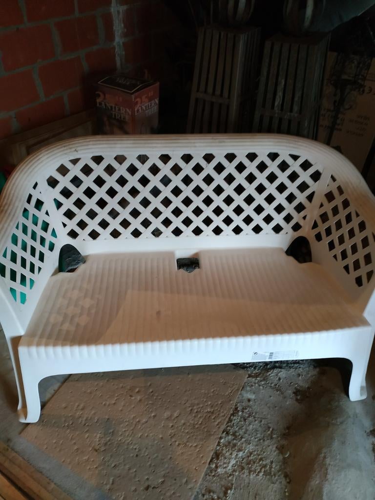 Tuinbank PVC wit Nieuw!, Ophalen