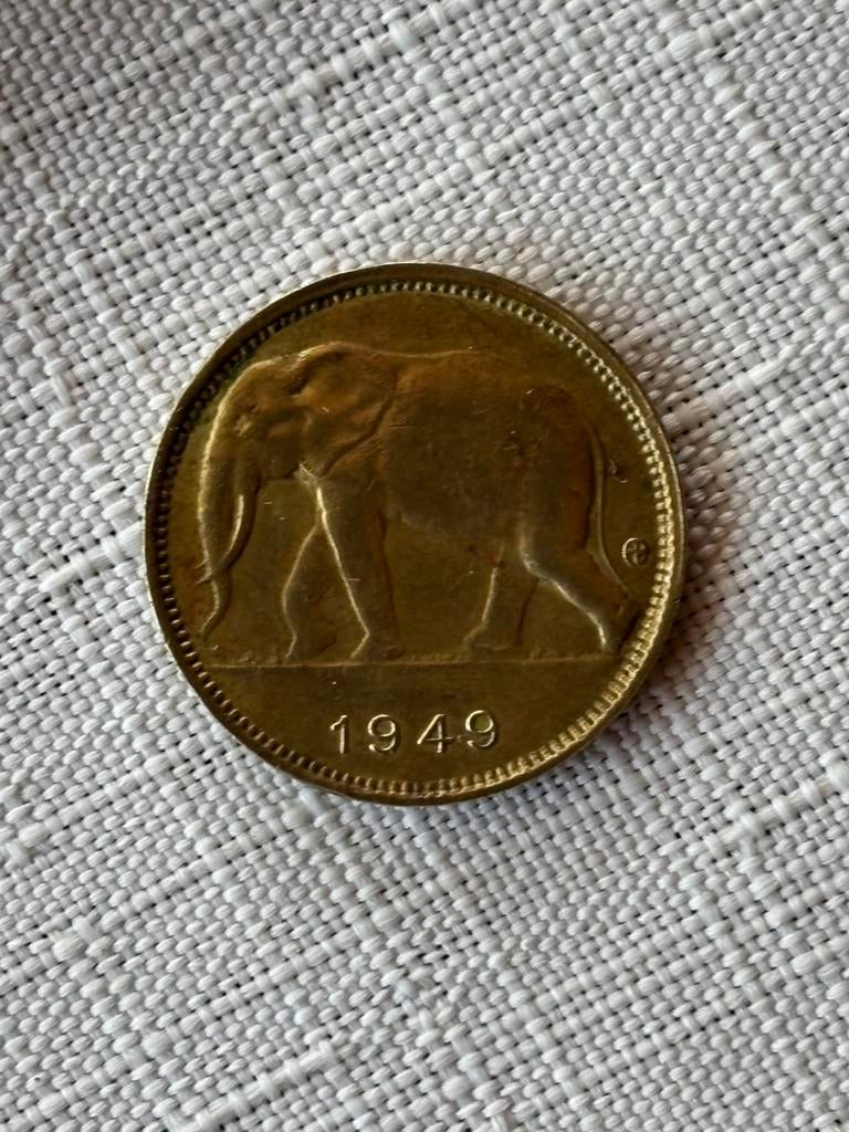 Muntstuk 1franc Belgisch Congo 1949, Ophalen of Verzenden, Overige landen, Losse munt