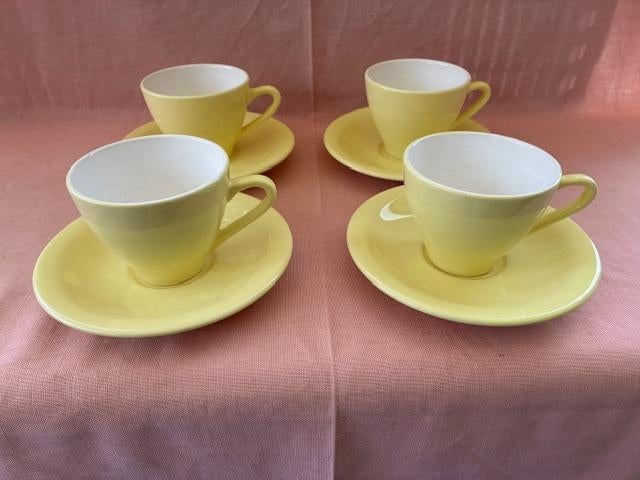 Zwarte kat koffie, 4 kopjes en bordjes., Antiek en Kunst, Curiosa en Brocante, Ophalen of Verzenden