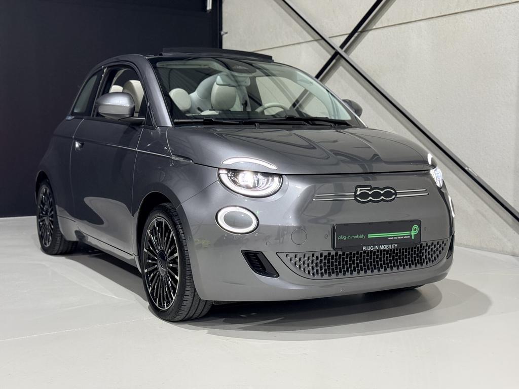 Fiat 500E Cabrio LA PRIMA 118PK (42kWh), Autos, Fiat, 0 kg, Argent ou Gris, 87 kW, Cabriolet