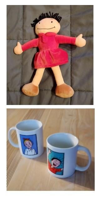 vintage sus en wis mokken en schanulleke pop, Ophalen of Verzenden