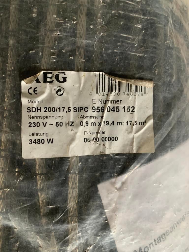 AEG-elektrische vloerverwarming matten diverse soorten, Doe-het-zelf en Bouw, Ophalen, Zo goed als nieuw