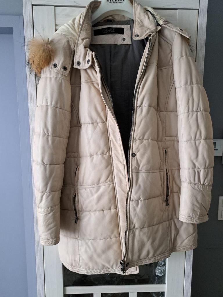 Wit beige lederen vest vrouwen met afneembare kap, Vêtements | Femmes, Vestes | Hiver, Comme neuf, Enlèvement, Blanc, Taille 42/44 (L)