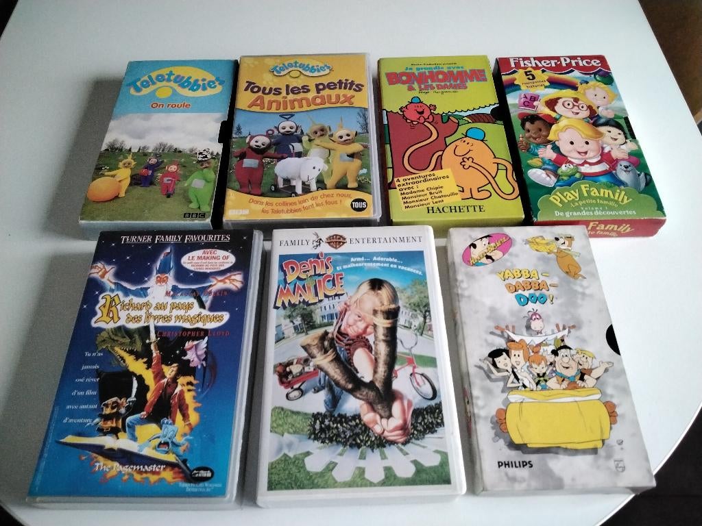 Lot de 7 cassettes VHS pour enfants/films- histoires..., Enlèvement ou Envoi, Utilisé