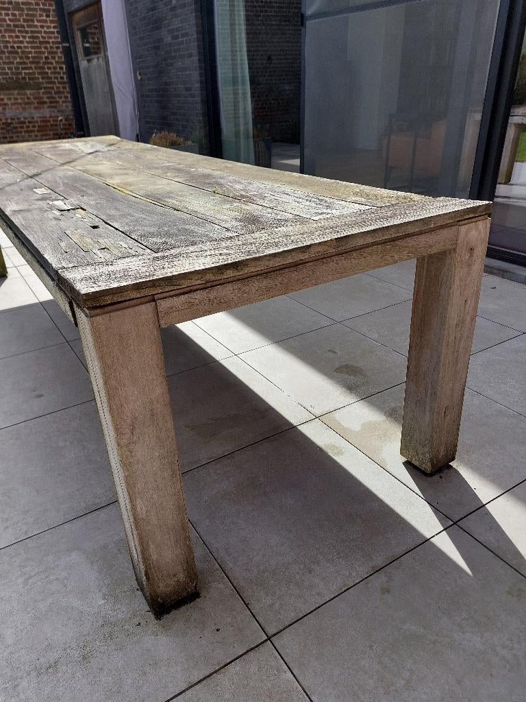 Unieke kans: karaktervolle robuuste houten tafel, Ophalen, Gebruikt, Rechthoekig, Hout