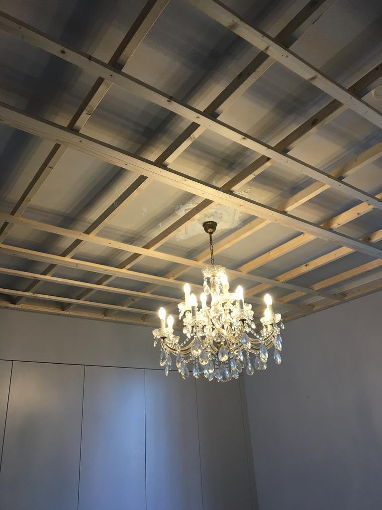 Kristallen Kroonluchter 8 armen 12 lampen, Ophalen, Zo goed als nieuw