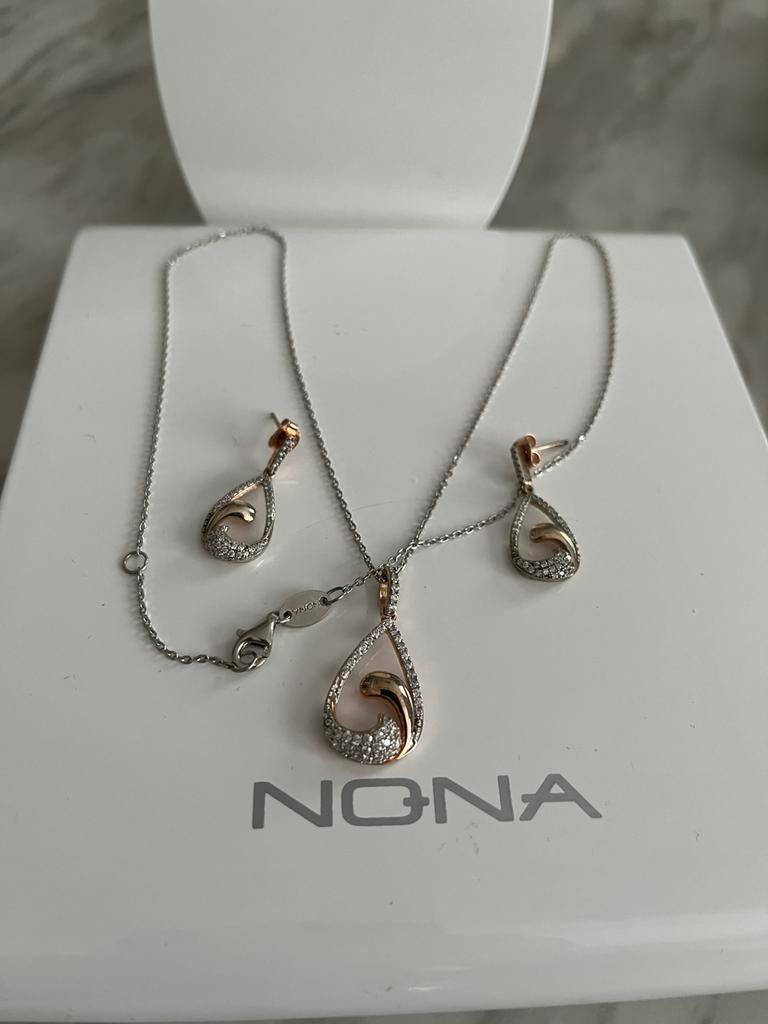 Nona zilver rose set 925, Ophalen of Verzenden, Zo goed als nieuw, Zilver