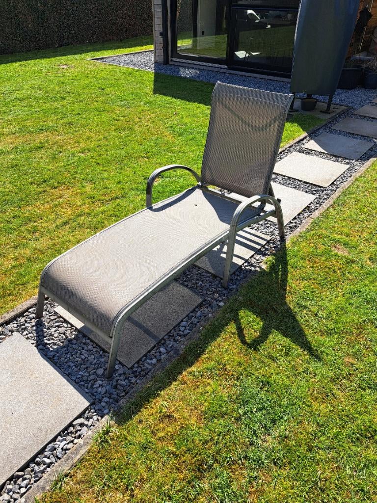 Ligbed aluminium, Tuin en Terras, Ophalen, Gebruikt, Aluminium, Verstelbaar