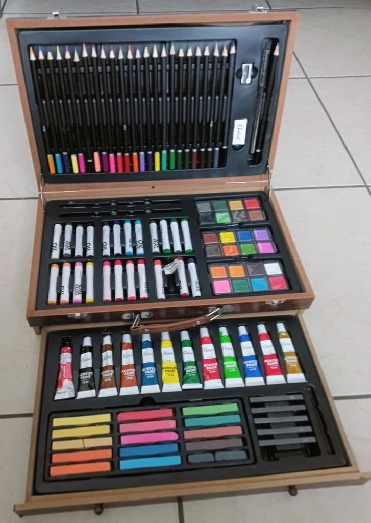 Houten Teken- en Schilderkoffer, Hobby & Loisirs créatifs, Peinture, Enlèvement, Utilisé, Autres types