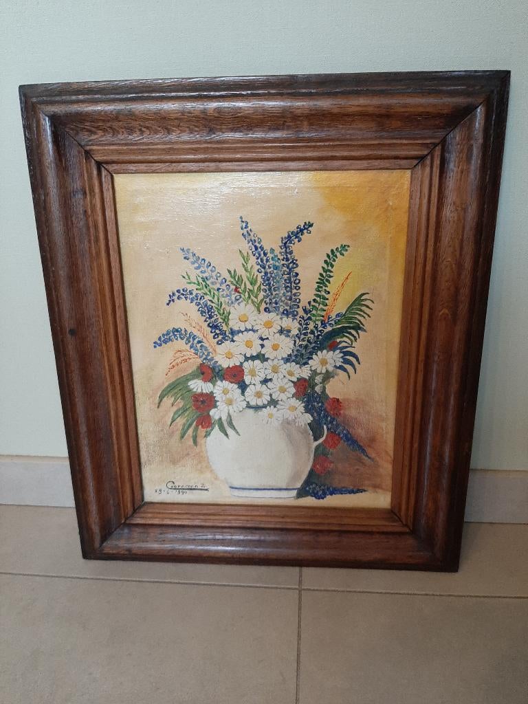 Schilderij bloemen., Antiek en Kunst, Ophalen