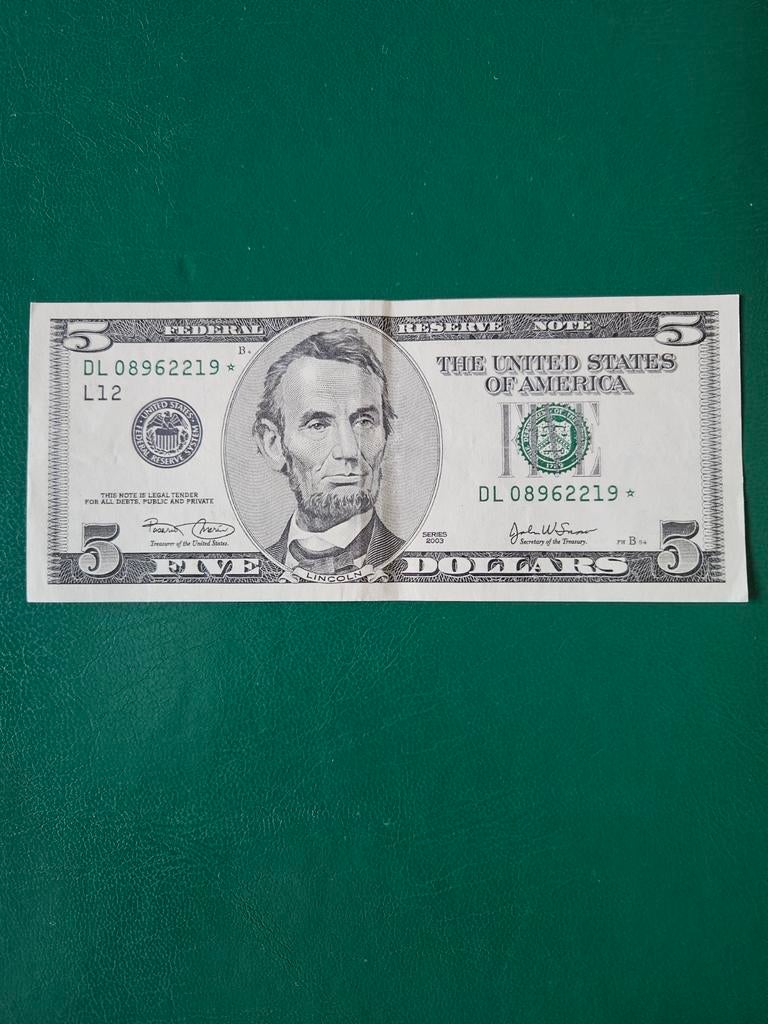 5 dollars USA 2003 met STER, Postzegels en Munten, Bankbiljetten | Amerika, Ophalen of Verzenden, Noord-Amerika, Los biljet