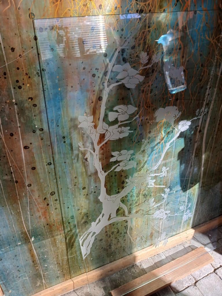 Gegraveerd glasraam 60 x 90 dikte 5 mm, Ophalen