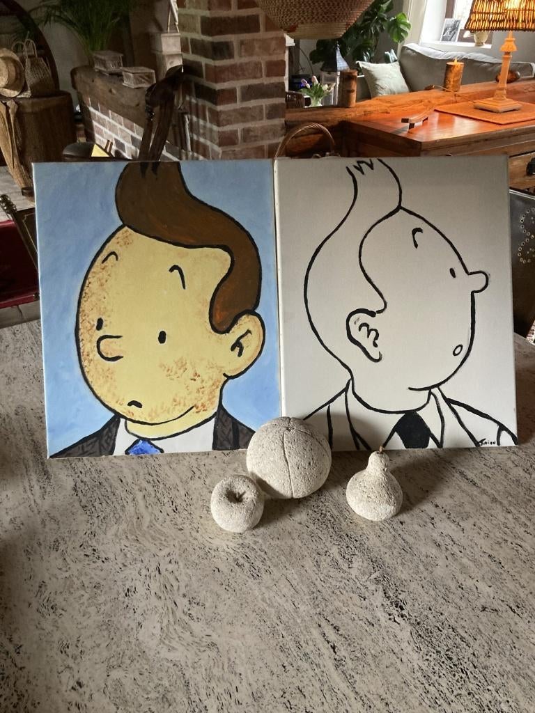 Toiles TINTIN, Hobby & Loisirs créatifs, Peinture, Enlèvement, Utilisé, Peinture acrylique