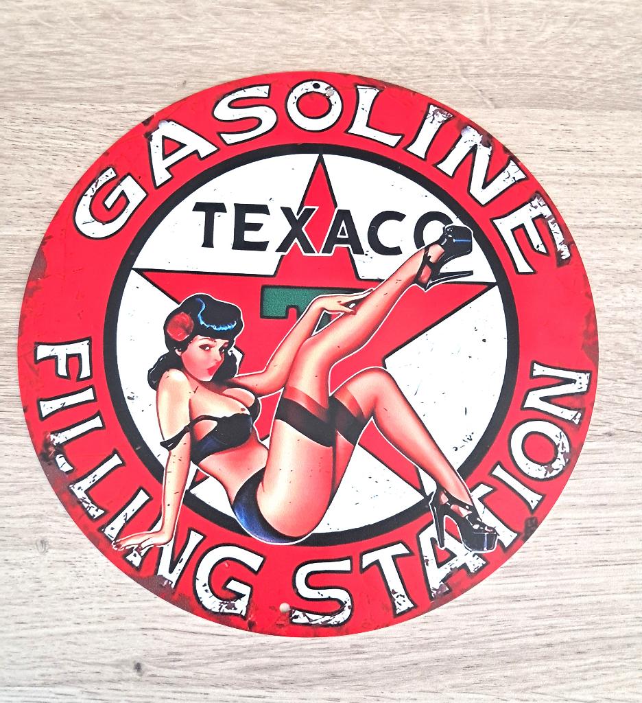 Texaco retro look bord, Ophalen of Verzenden, Nieuw, Reclamebord