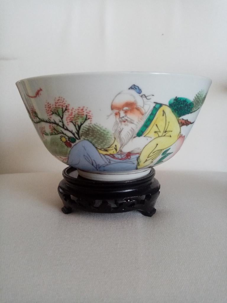 Chinese porseleinen schaal Shou Lao 1940/50s (17/8cm), Antiek en Kunst, Ophalen