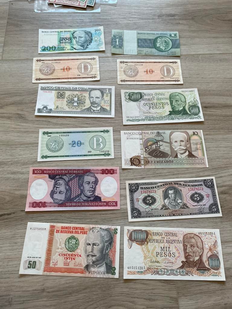 Set Zuid amerikaanse biljetten, Postzegels en Munten, Ophalen of Verzenden