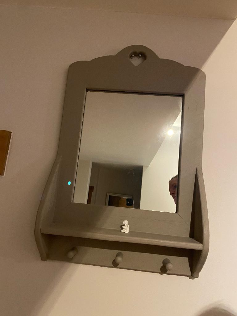 Spiegel landelijk taupe gepatineerd, Huis en Inrichting, Woonaccessoires | Spiegels, Ophalen, Minder dan 50 cm, Nieuw, Minder dan 100 cm