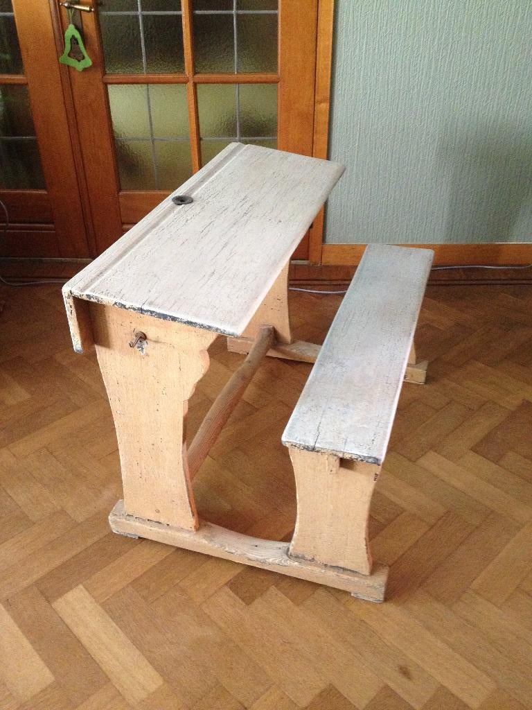 Bureau d'école vintage en bois, Antiquités & Art, Enlèvement