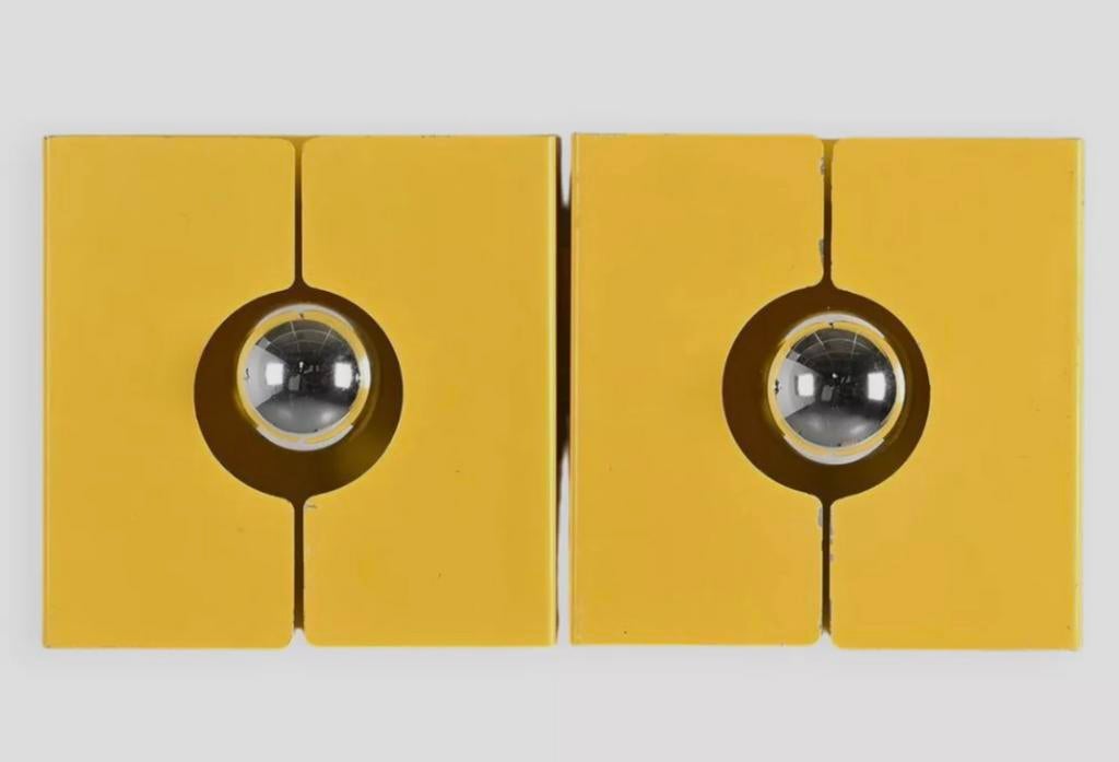 2 PAAR Wand lampen model 2091/2, ontworpen Pierre Disderot, Gebruikt, Vintage, Ophalen of Verzenden, Metaal