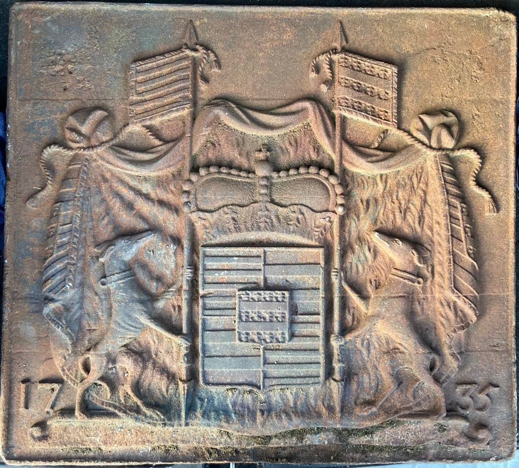 Taque de cheminée aux armes de Looz., Antiek en Kunst, Ophalen