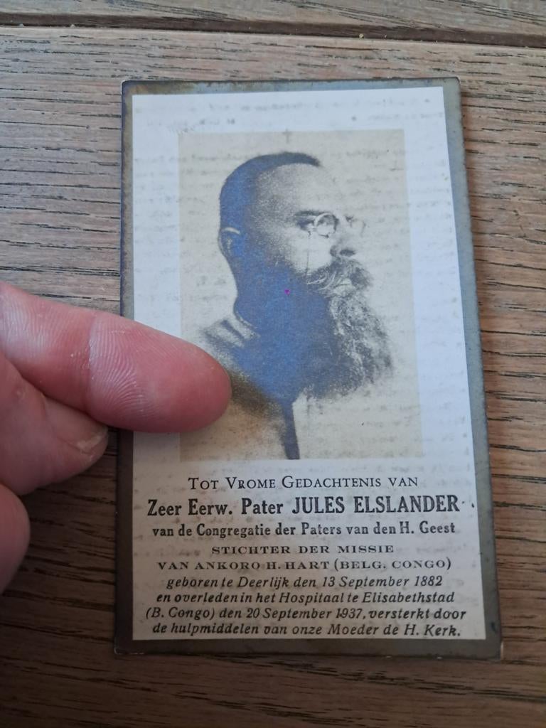 Bp missionaris in Belgisch-Congo +1937, Deerlijk 1882, Jule, Ophalen of Verzenden