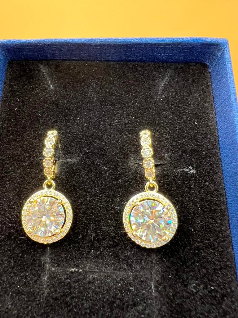 Boucles d’oreilles Moissanite 6 carat, Neuf, Enlèvement, Avec pierre précieuse, Argent