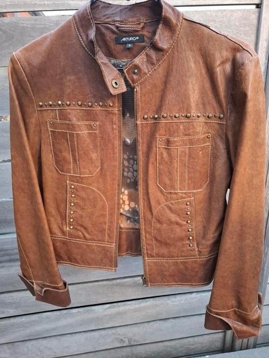 Veste cuir Arturo S brun clair, Enlèvement ou Envoi, Comme neuf, Brun