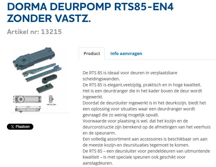 ferme-porte Dorma RTS85 neuf, Enlèvement ou Envoi, Neuf