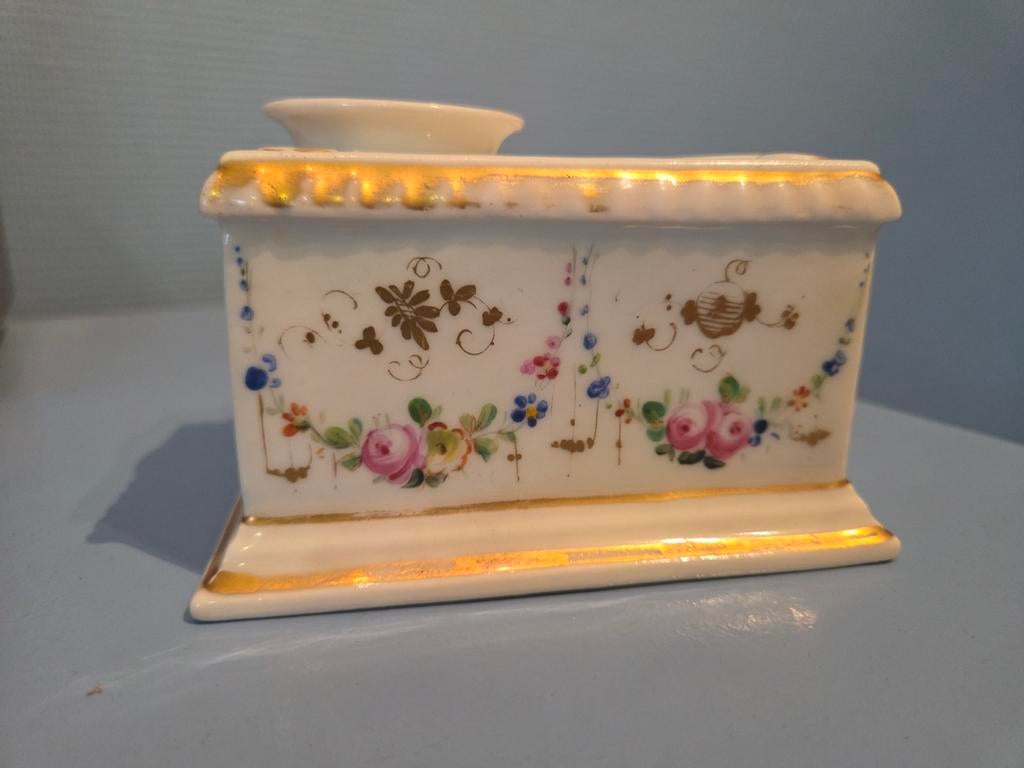 Inktstel in Oud Brussels porselein, zeldzaam, Antiek en Kunst, Ophalen