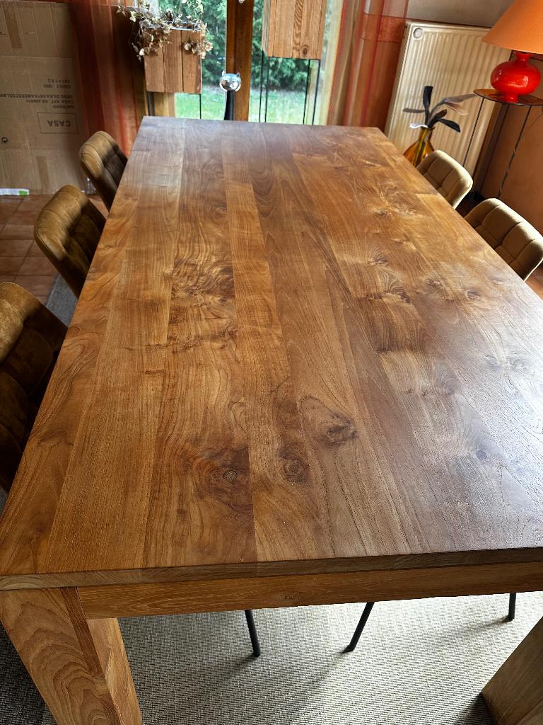 Table en teck massif 200x100  ETHNICRAFT (Groove), Maison & Meubles, Teck, Comme neuf, 100 à 150 cm, Enlèvement