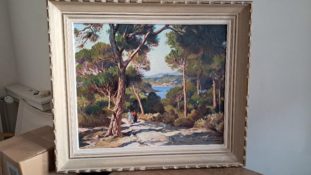 Tableau Gustave Vidal 'Porquerolles', Antiquités & Art, Enlèvement