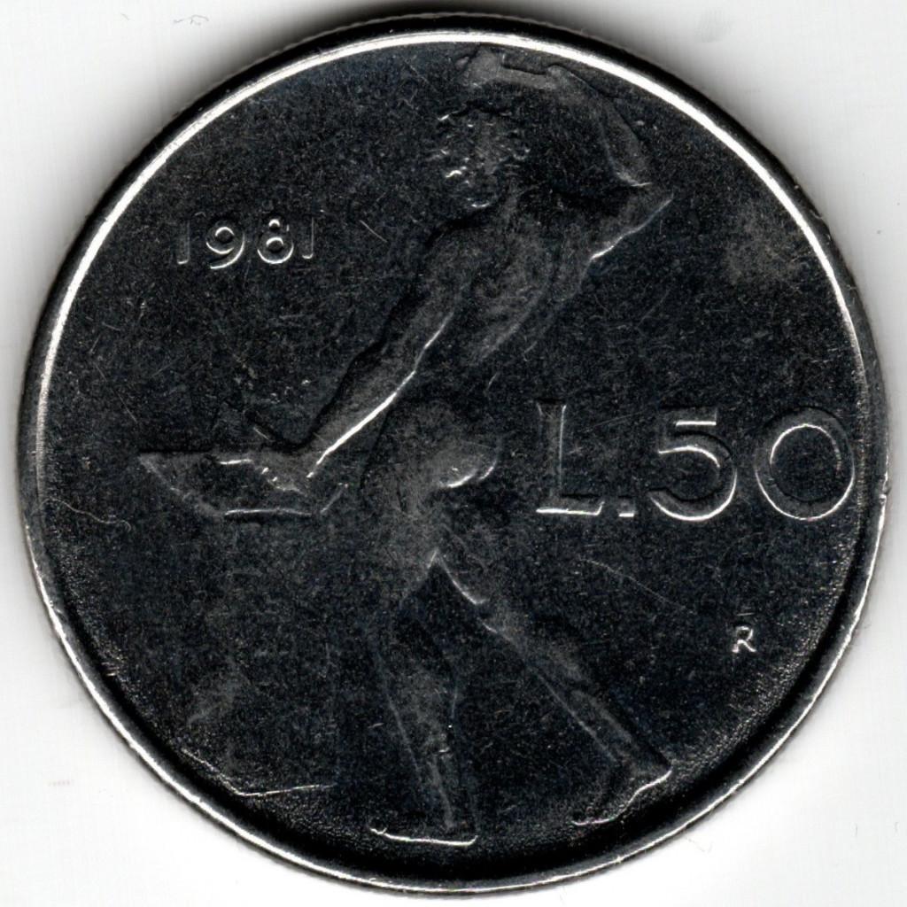 Italië : 50 Lire 1981  KM#95.1  Ref 16427, Ophalen of Verzenden, Italië, Losse munt