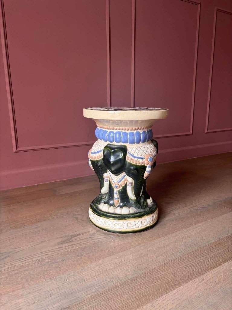 Bijzettafel keramiek vintage, Ophalen, Zo goed als nieuw, Rond