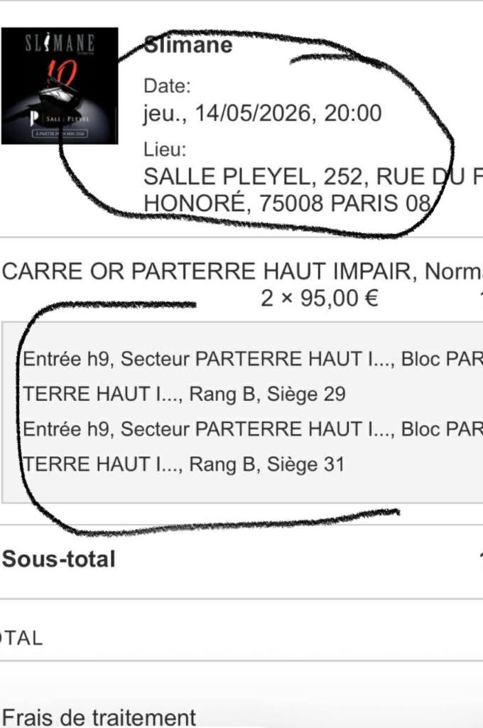 Slimane concert 2 places, Tickets & Billets, Concerts | Chanson française, Deux personnes, Mai, Autres types