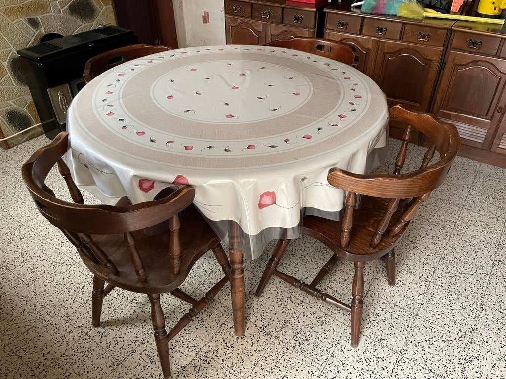 Table ronde et 4 chaises de cuisine, Maison & Meubles, Moins de 100 cm, Enlèvement, Utilisé, 100 à 150 cm