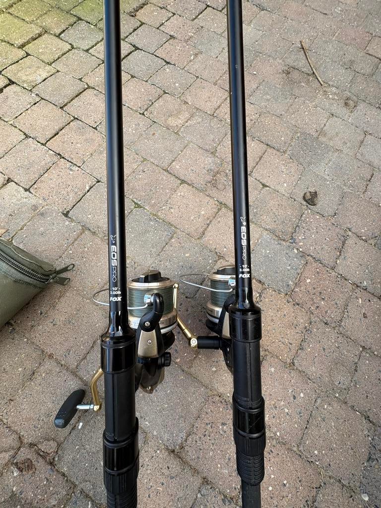 2x fox eos stokken te koop+ foudraal trakker, Sports nautiques & Bateaux, Enlèvement, Utilisé