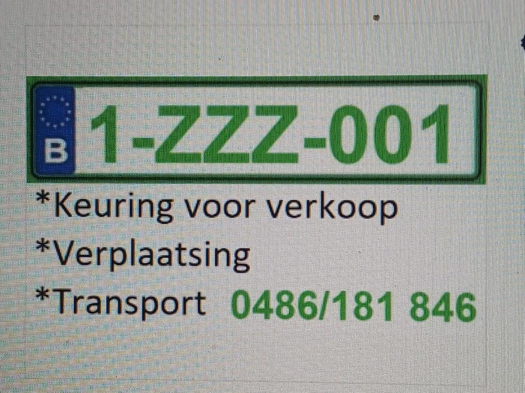 Z-plaat-keuring voor verkoop, transport 0486 18 18 46, Enlèvement