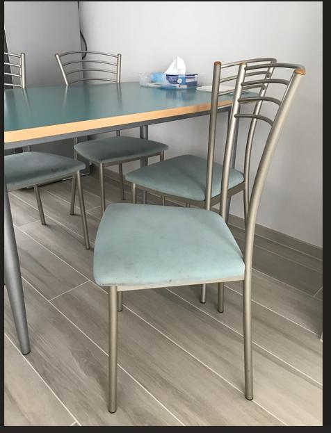 keukentafel en stoelen, Ophalen, 100 tot 150 cm, Vier personen, Rechthoekig