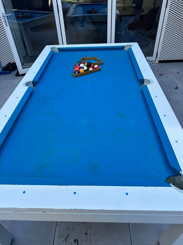 Pooltafel / eettafel met bank, Ophalen, Gebruikt, Pooltafel