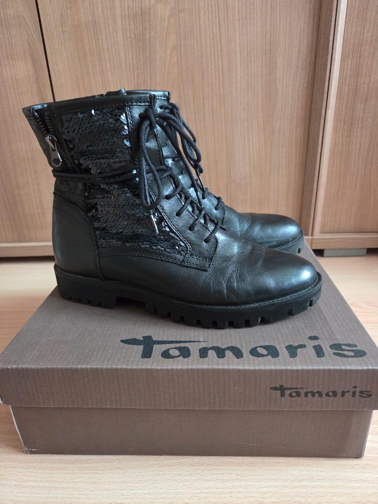 Bottes noires - Tamaris - taille 40, Tamaris, Enlèvement ou Envoi, Boots et Botinnes, Porté