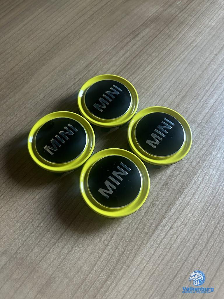 ORIGINELE Mini SE naafkap naafdop set geel zwart, Auto diversen, Wieldoppen, Gebruikt, -, Verzenden, -