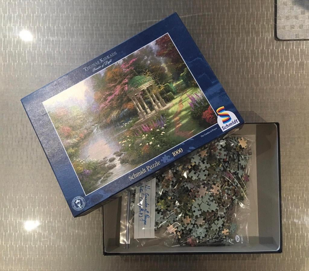Puzzel The Garden Of Prayer (Thomas Kinkade) 1000 stuks, Ophalen, 500 t/m 1500 stukjes, Zo goed als nieuw, Legpuzzel