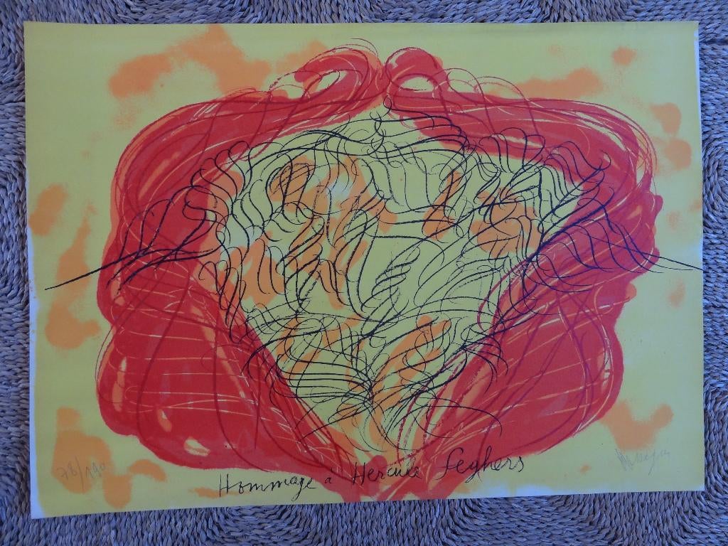 5 kleuren litho Jean Messagier (1920-1999) uit 1979, Verzenden