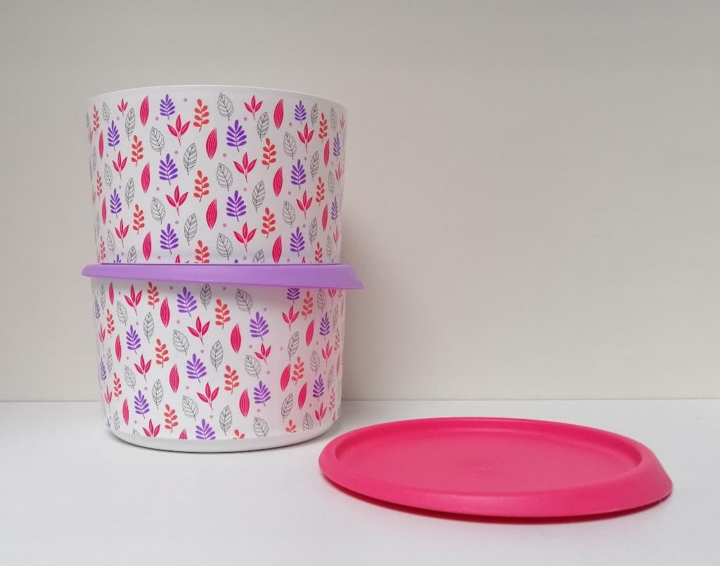 Tupperware™ TupperTop Box « Flowers » 940 ml - roze en paars, Huis en Inrichting, Ophalen of Verzenden, Nieuw, Paars, Bus of Trommel